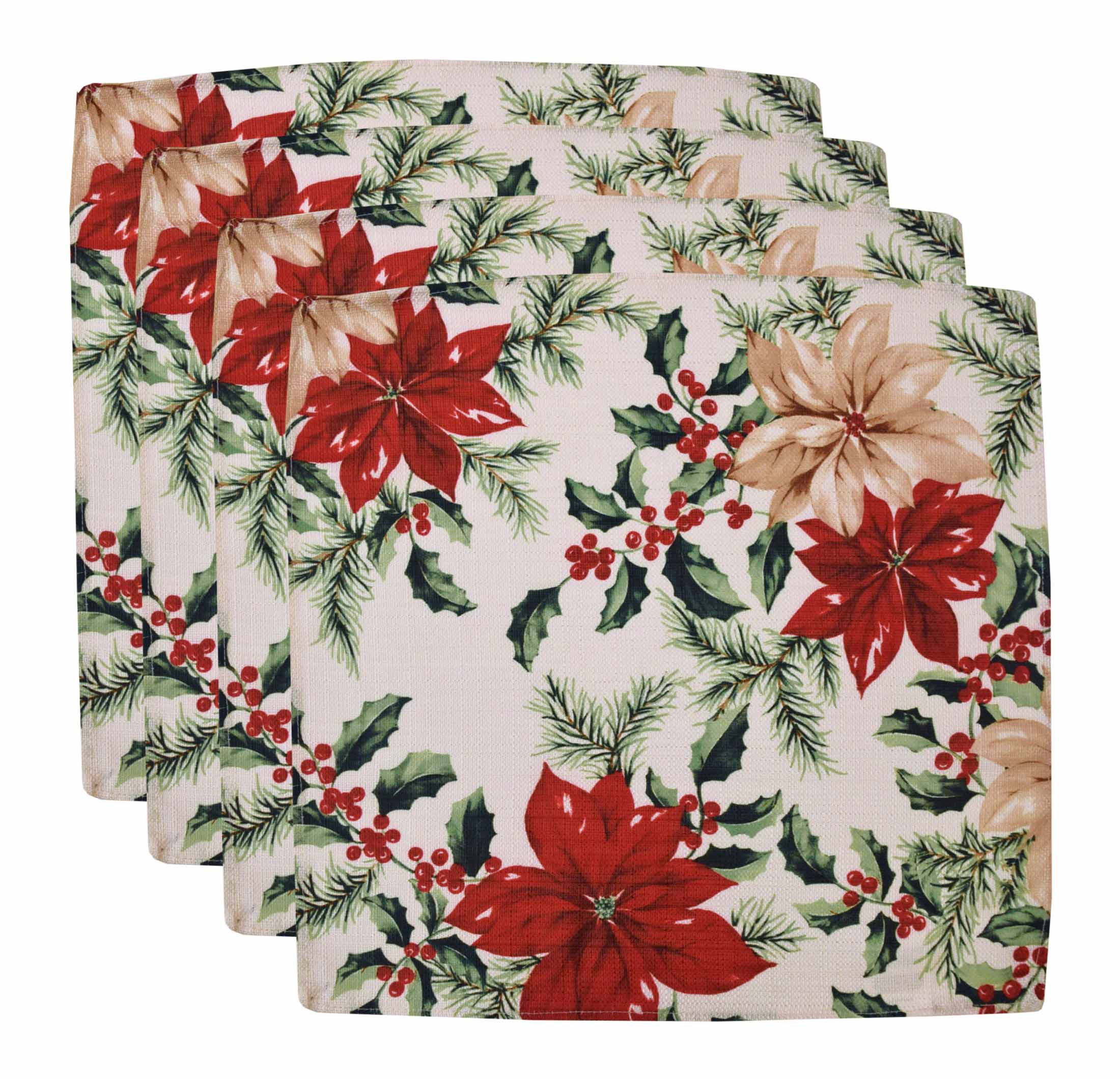 The Big One Christmas Cloth Dinner Napkins Red Green Holly Berry